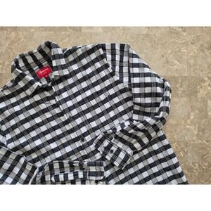Supreme Mens Plaid Flannel Button Down Shirt Black White Yellow Size Medium